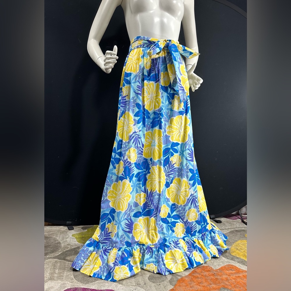 Lilly Pulitzer maxi skirt with ruffle bottom / Nassau Blue Ay Poppy NWT